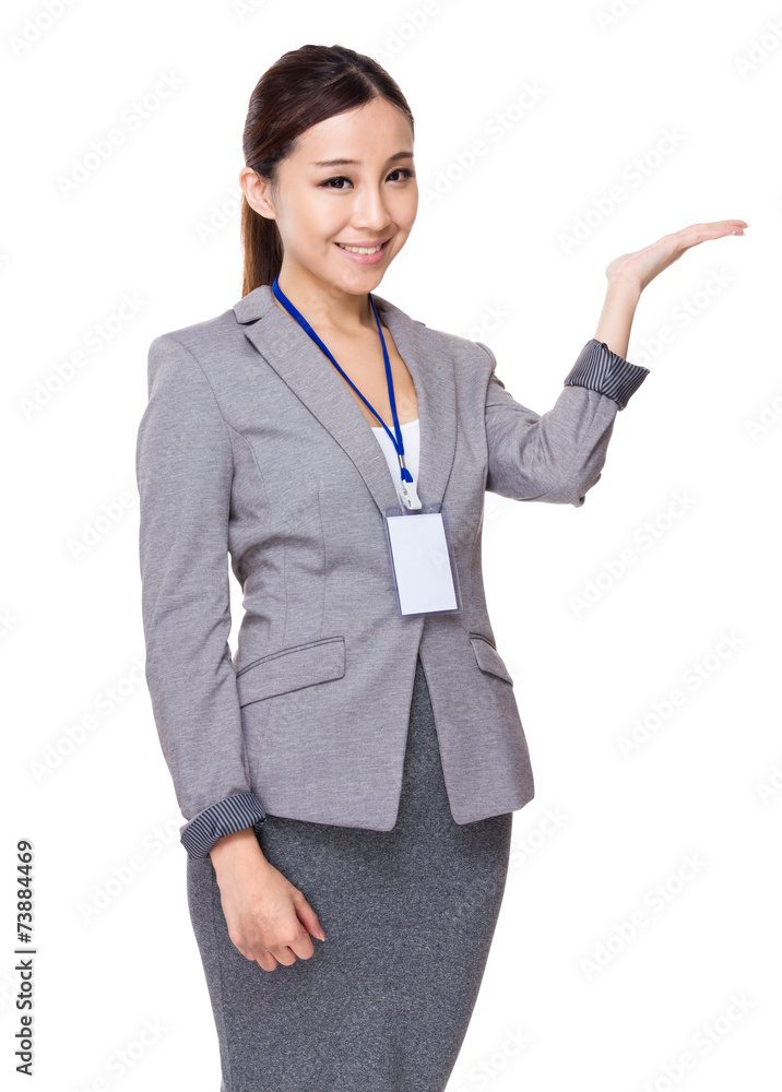 Businesswoman hand show with blank sign Businesswoman hand show with blank sign