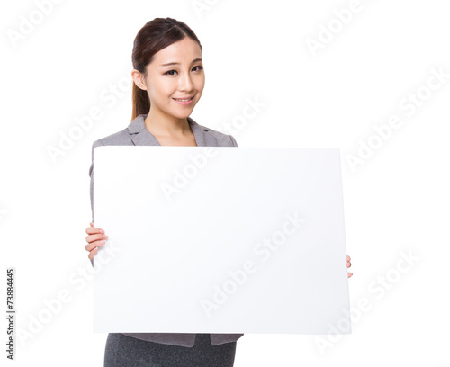 Businesswoman hold with white placard © leungchopan