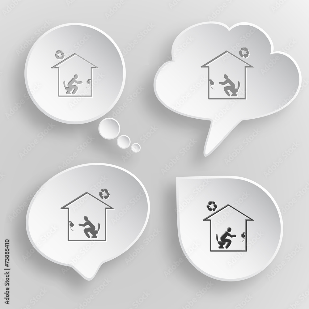 Home toilet. White flat vector buttons on gray background. Home toilet. White flat vector buttons on gray background.