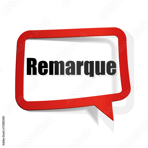 bulle, panneau, titre : remarque