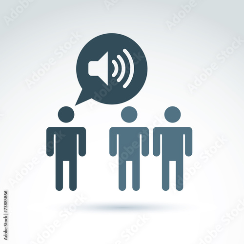 Company or social leader instructing people.  Speech bubble with