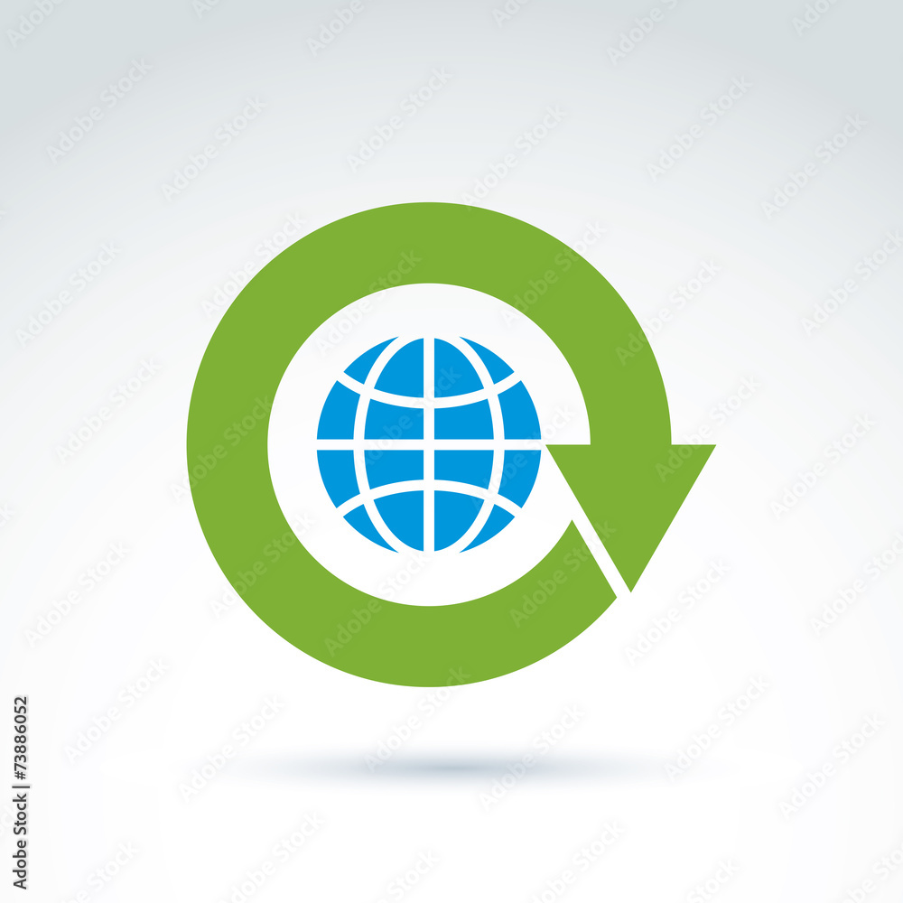 Green update arrow placed around the planet, conceptual recycle Green update arrow placed around the planet, conceptual recycle