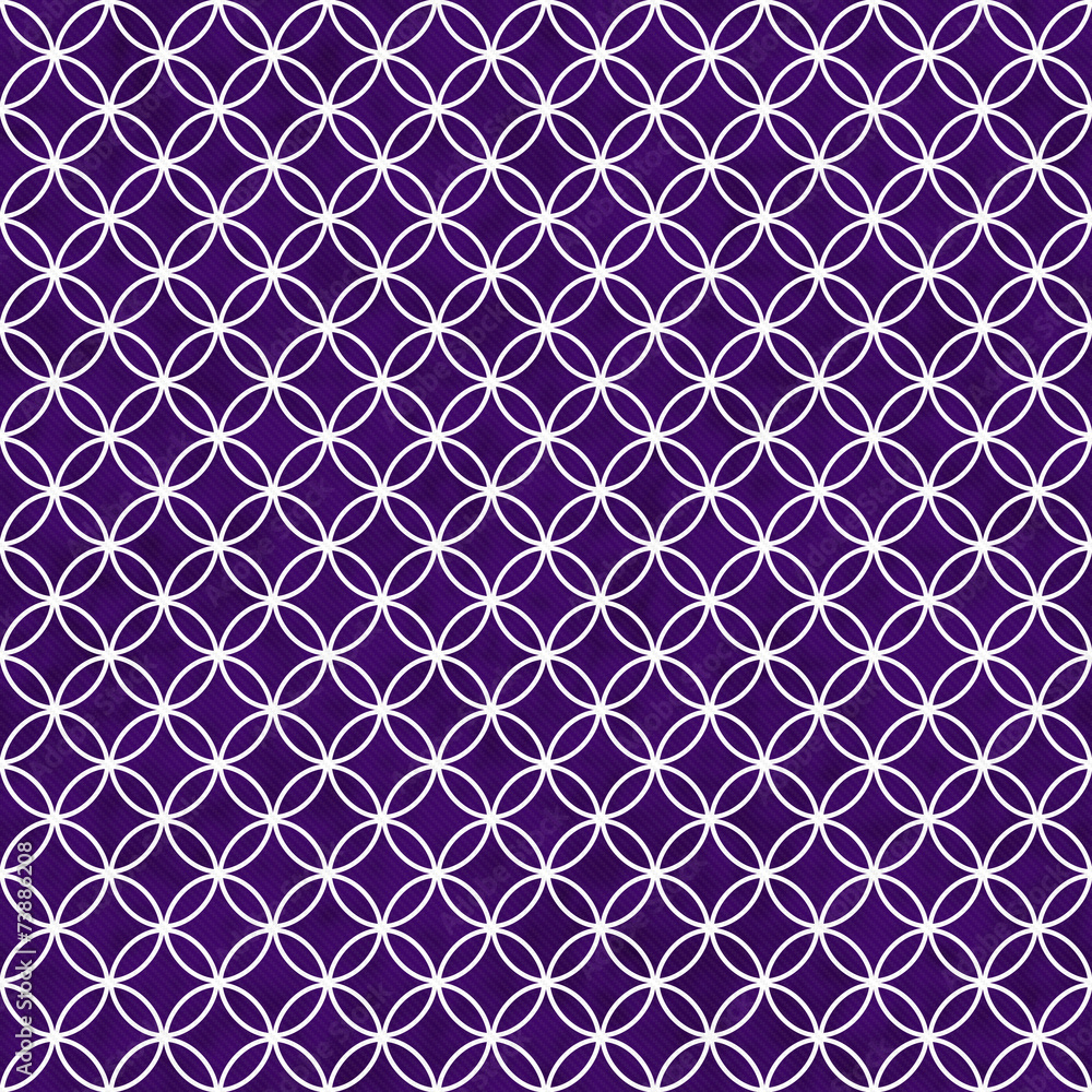 Naklejka premium Purple and White Interlocking Circles Tiles Pattern Repeat Backg