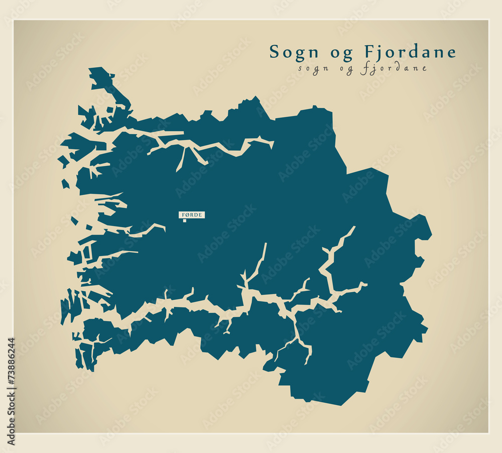 Fototapeta premium Modern Map - Sogn og Fjordane NO
