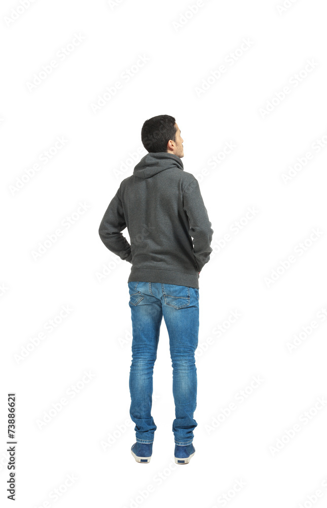 young man, back, full body in a white background young man, back, full body in a white background