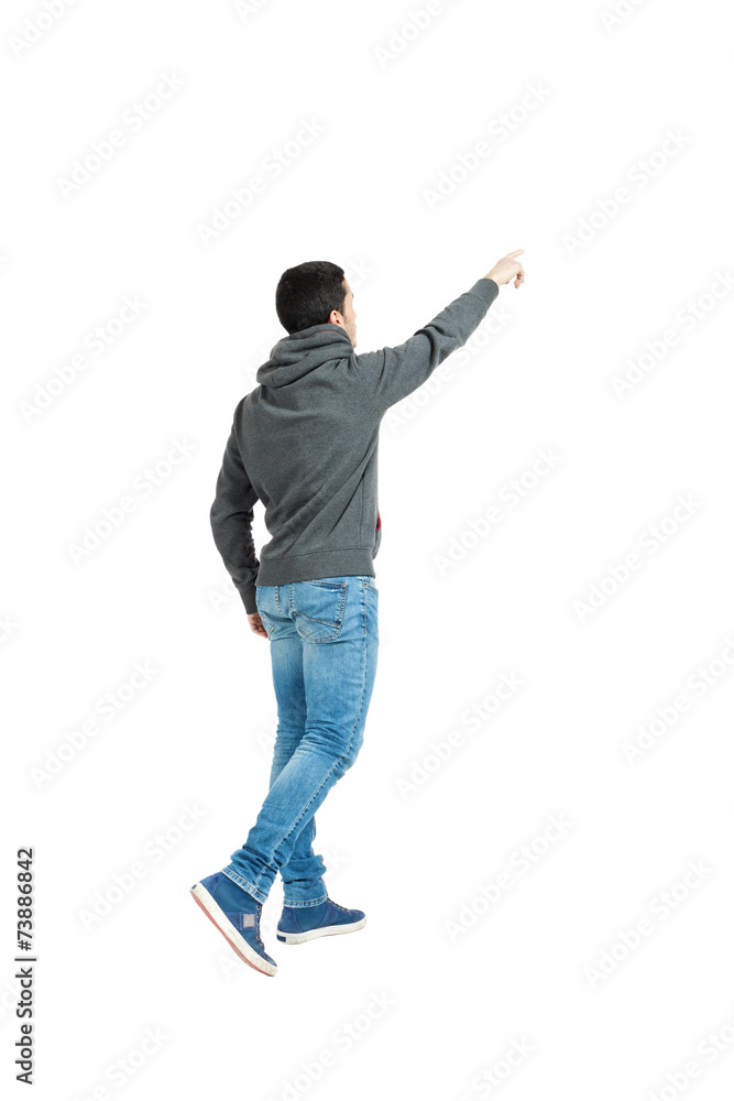 young man, back, full body in a white background young man, back, full body in a white background
