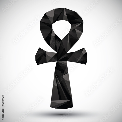 Black ankh symbol, egyptian word for life,geometric icon made in