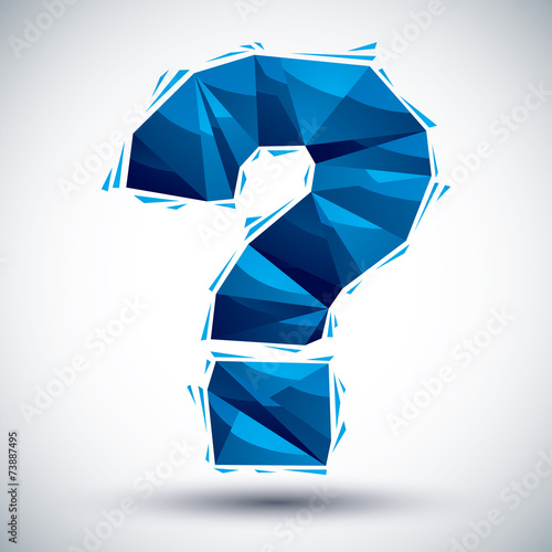 Blue question mark geometric icon made in 3d modern style, best