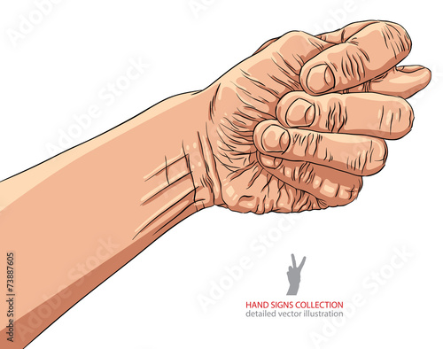 Fig fico hand sign, detailed vector illustration.