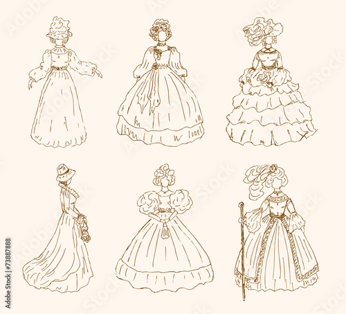 Women sketchy collection in retro style