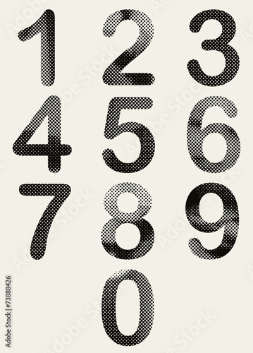 Halftone dots rounded numbers.
