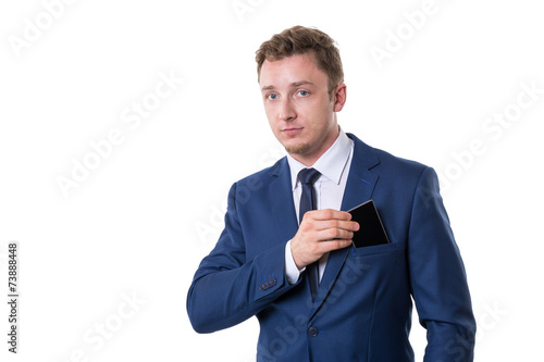 Young businessman with smart phone photo