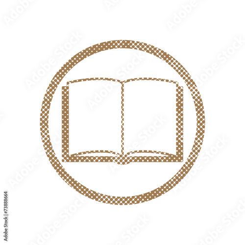 Open book Vector icon with pixel print halftone dots texture.