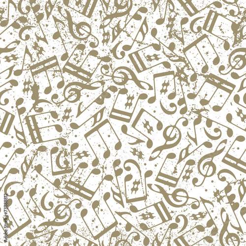 Vector light dotted music seamless pattern with musical notes on