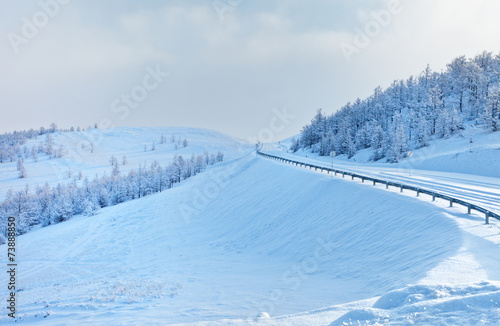 Winter road after heavy snowfall