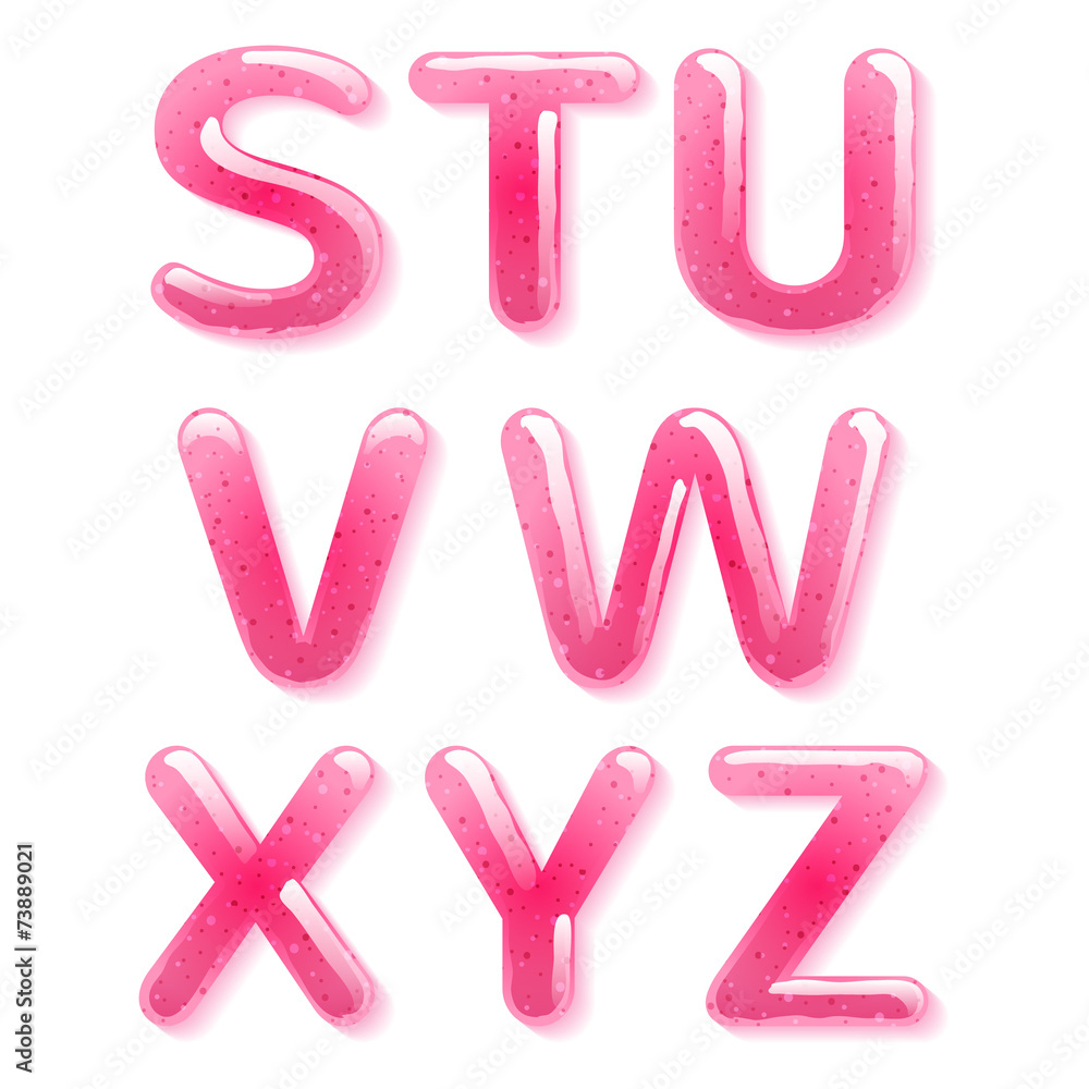 Pink jelly alphabet. Glossy letters. Pink jelly alphabet. Glossy letters.
