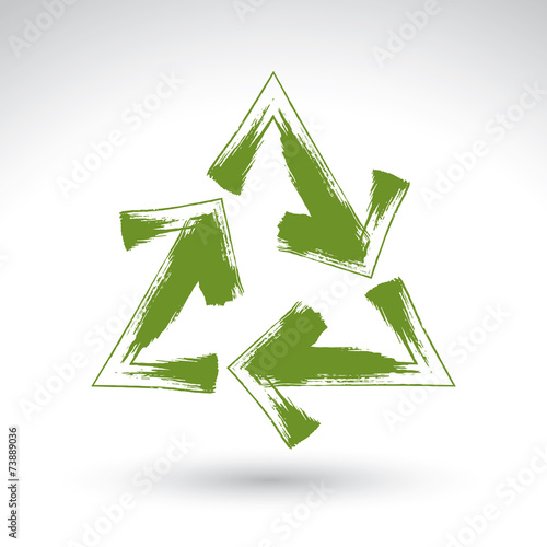 Hand-painted recycle sign i...