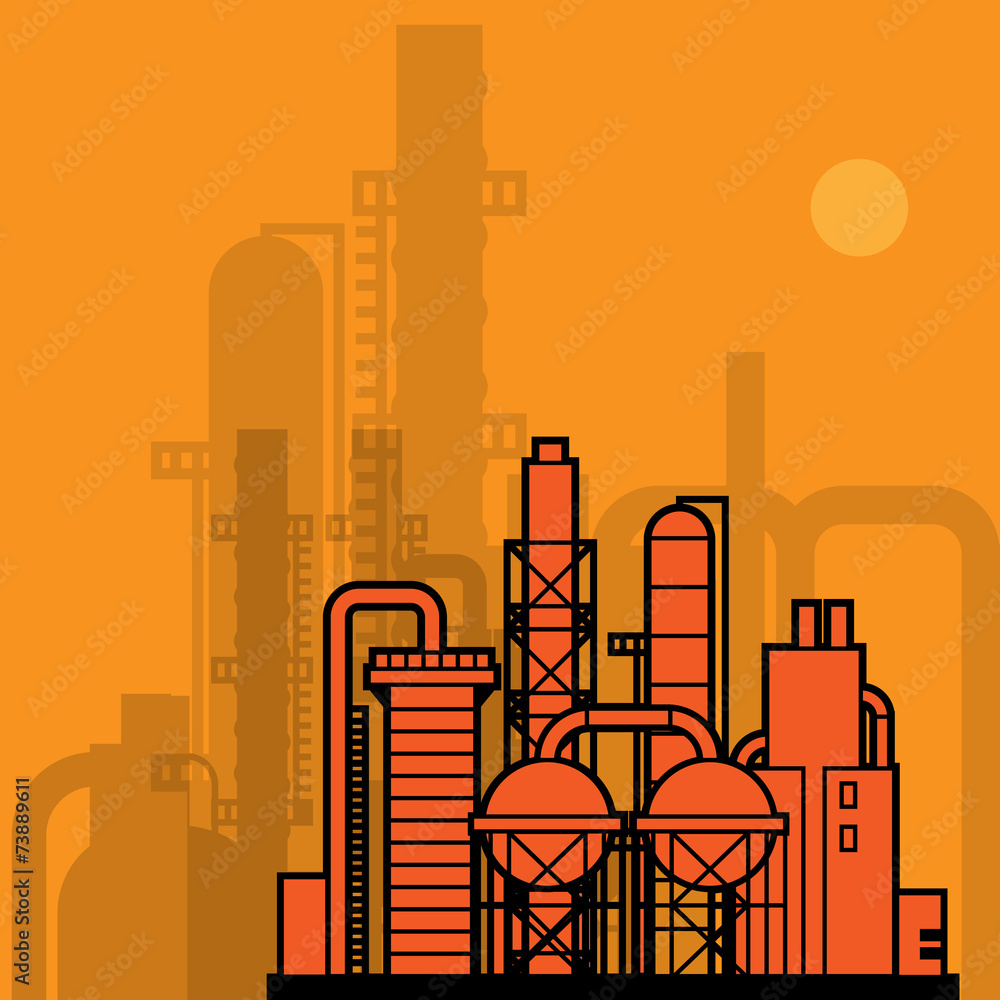 Obraz premium Oil refinery factory, vector