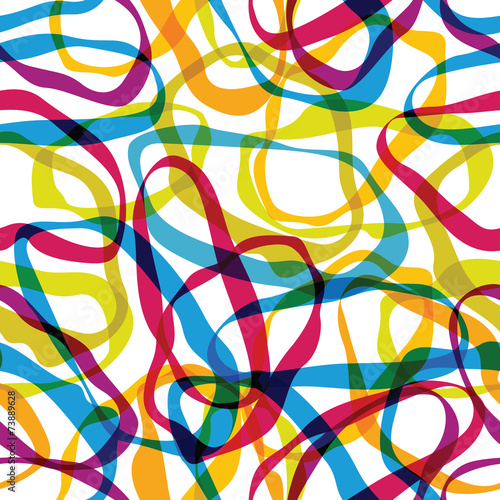 Vector shapeless rainbow ribbons on white background, textile pa