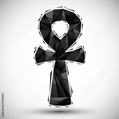Black ankh symbol, egyptian word for life,geometric icon made in