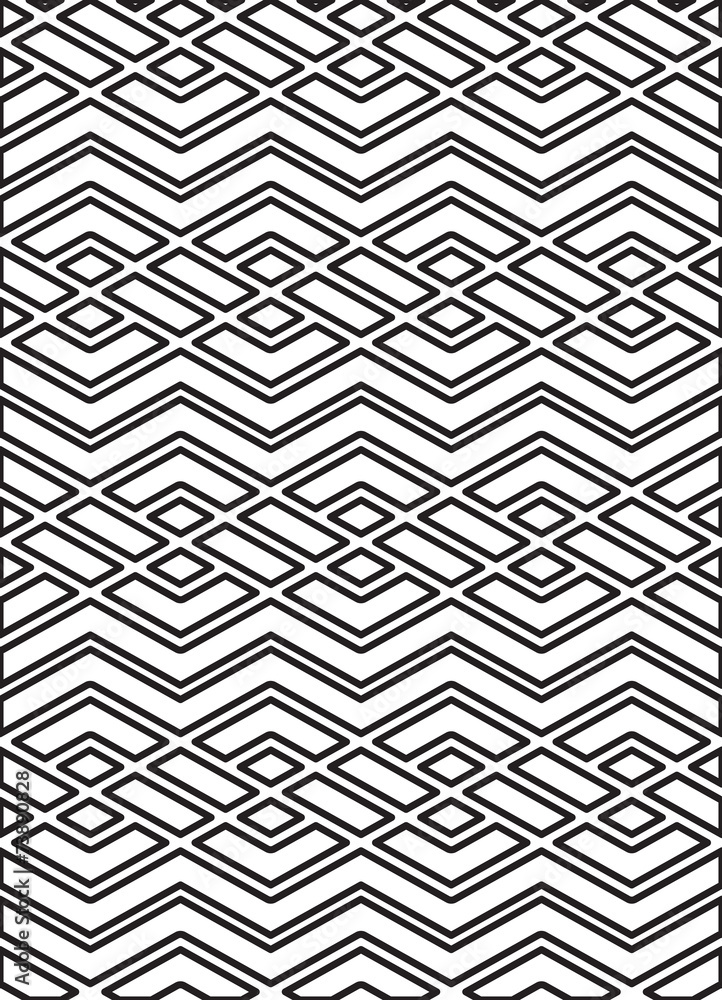Monochrome geometric art seamless pattern, vector mosaic black a