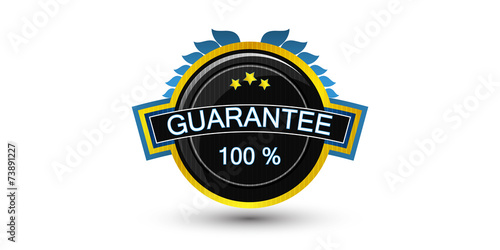 Golden guarantee badge, vector emblem and label
