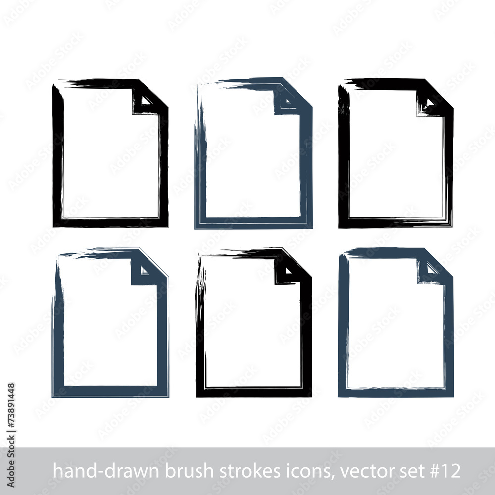 Set of hand-drawn simple paper forms, collection of brush drawin Set of hand-drawn simple paper forms, collection of brush drawin
