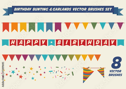 Birthday garlands vector brushes collection
