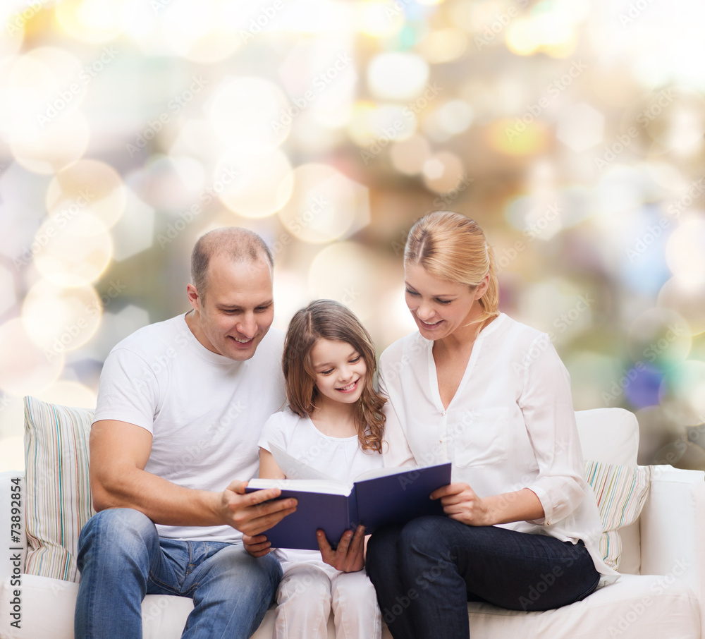 happy family with book at home happy family with book at home