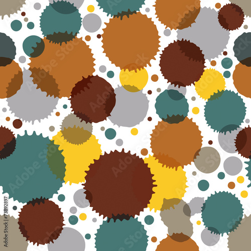 Vector ink splash seamless pattern with rounded overlap shapes a