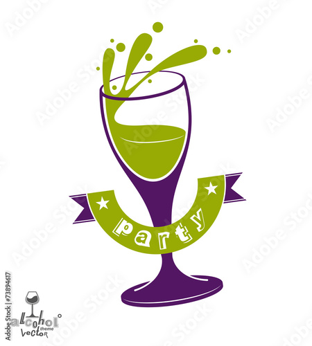 Alcohol theme vector art illustration. Festive goblet with decor