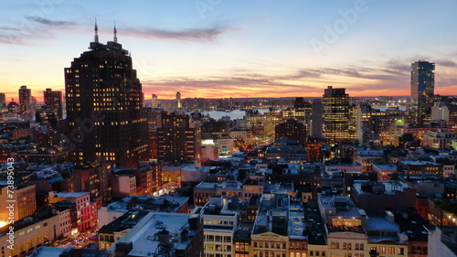 Coucher de soleil sur downton à Manhattan photo