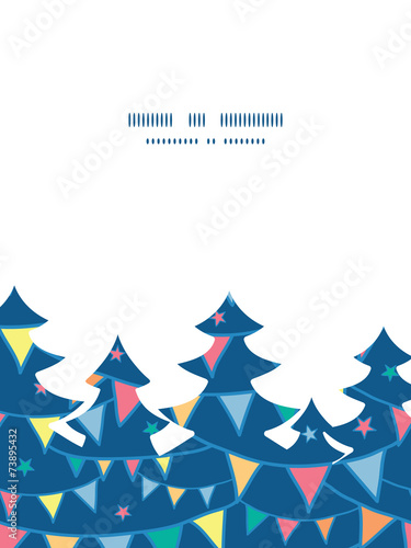 Vector colorful doodle bunting flags Christmas tree silhouette
