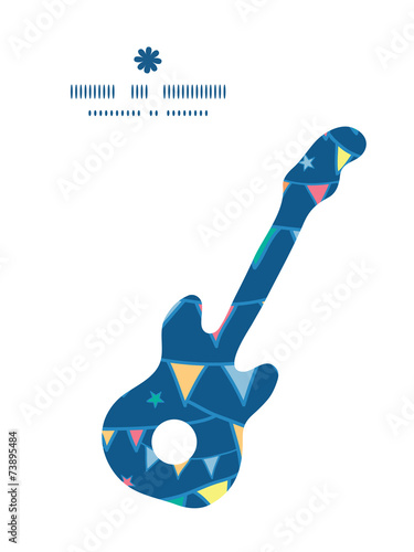 Vector colorful doodle bunting flags guitar music silhouette