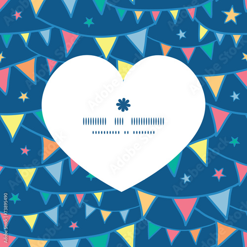 Vector colorful doodle bunting flags heart silhouette pattern