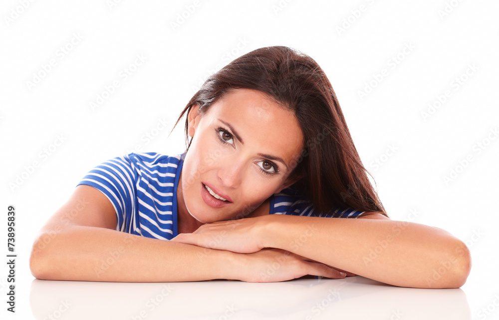Attractive hispanic lady looking at camera Attractive hispanic lady looking at camera