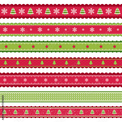 Red green Christmass ribbons set