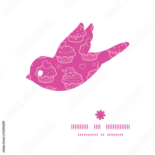 Vector colorful cupcake party bird silhouette pattern frame