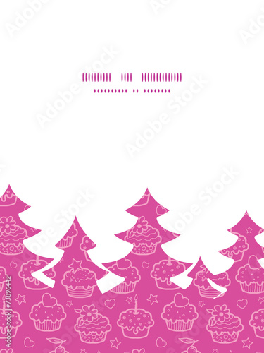 Vector colorful cupcake party Christmas tree silhouette pattern