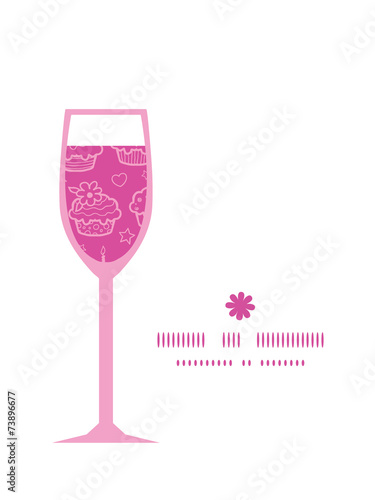 Vector colorful cupcake party wine glass silhouette pattern