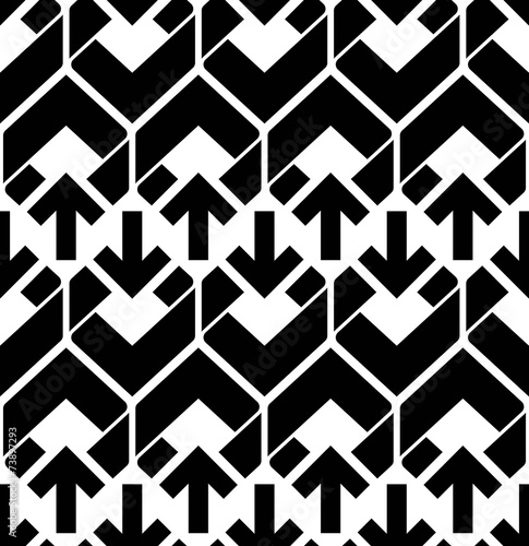 Ταπετσαρία Seamless pattern with arrows, black and white infinite geometric