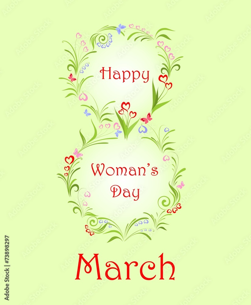 Greeting for Woman's Day with spring flowers Greeting for Woman's Day with spring flowers