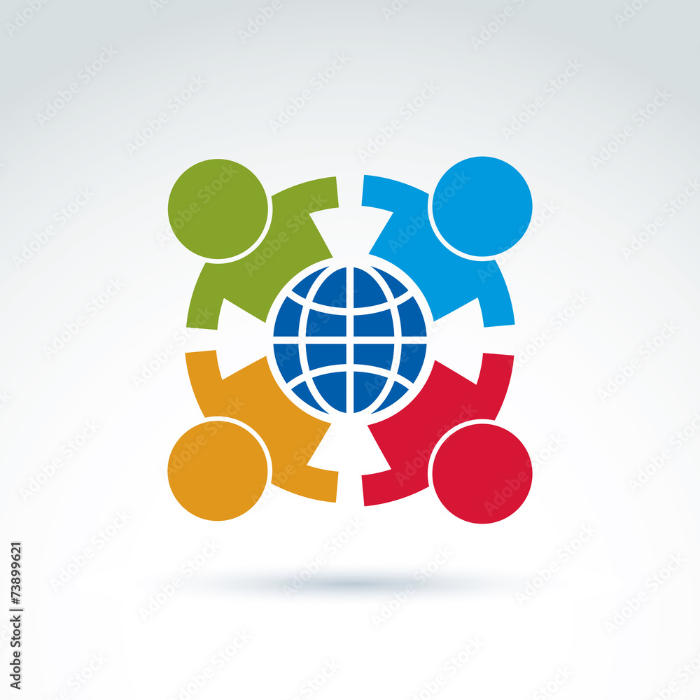 Society taking care about ecology and earth, vector conceptual u Society taking care about ecology and earth, vector conceptual u