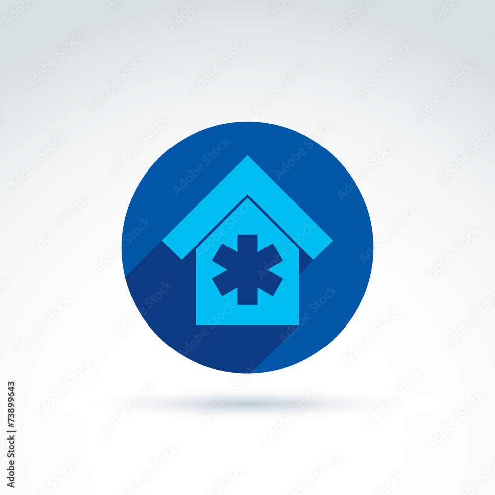 Vector building illustration, simple hospital icon with a white Vector building illustration, simple hospital icon with a white