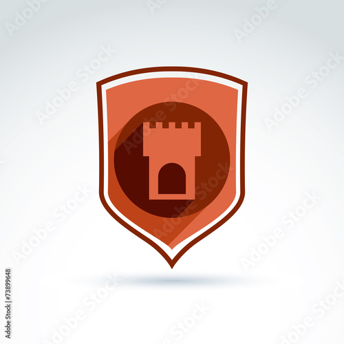 Historical monument defending conceptual symbol, vector icon wit