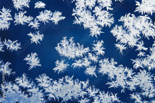 hoarfrost patterns on glass in the winter