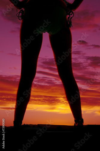 silhouette woman in bikini and heels legs straight