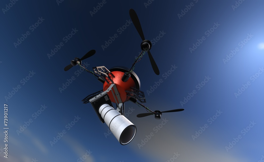 Big brother is watching you - espionage drone flying in the sky  Illustration Stock | Adobe Stock