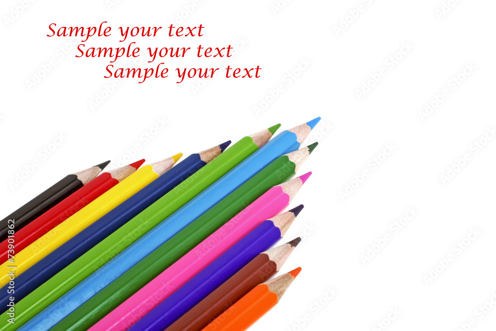 Fototapeta premium Color pencils on a white background