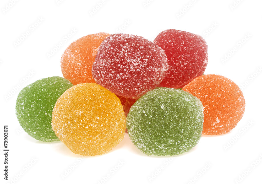 Jujube colored balls, isolated on a white background Jujube colored balls, isolated on a white background